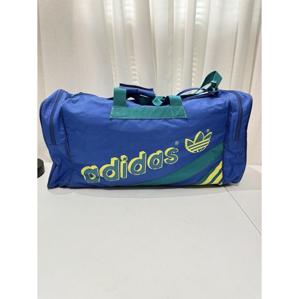 Vintage Adidas Large Sports Equipment Duffle Bag Blue Large Logo Rare HTF - Picture 3 of 11